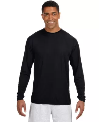 N3165 A4 Adult Cooling Performance Long Sleeve Cre in Black