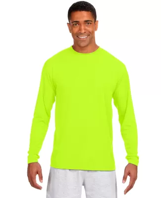 N3165 A4 Adult Cooling Performance Long Sleeve Cre in Safety yellow