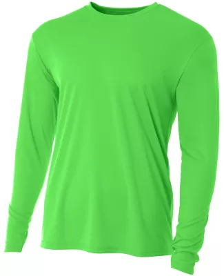 N3165 A4 Adult Cooling Performance Long Sleeve Cre in Safety green