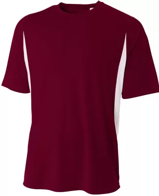 N3181 A4 Adult Cooling Performance Color Block Sho in Maroon/ white