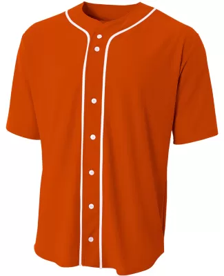 N4184 A4 Adult Short Sleeve Full Button Baseball T in Athletic orange