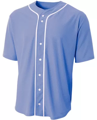 N4184 A4 Adult Short Sleeve Full Button Baseball T in Light blue