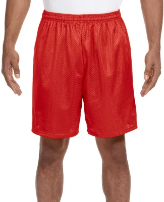 N5293 A4 Adult Lined Tricot Mesh Shorts in Scarlet