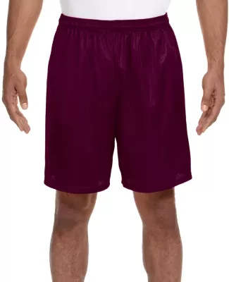 N5293 A4 Adult Lined Tricot Mesh Shorts in Maroon