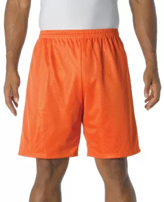 N5296 A4 Adult Lined Tricot Mesh Shorts in Athletic orange