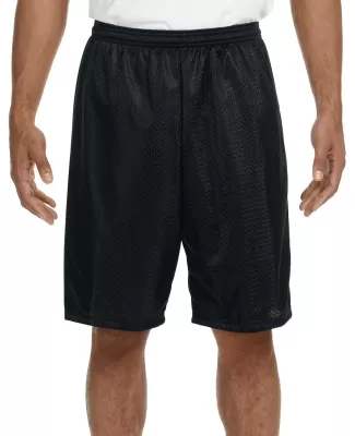 N5296 A4 Adult Lined Tricot Mesh Shorts in Black