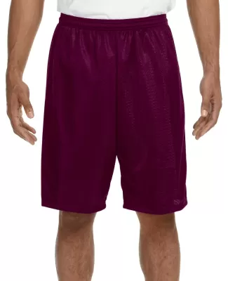 N5296 A4 Adult Lined Tricot Mesh Shorts in Maroon