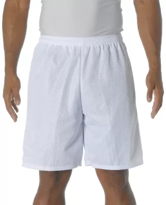 N5296 A4 Adult Lined Tricot Mesh Shorts in White