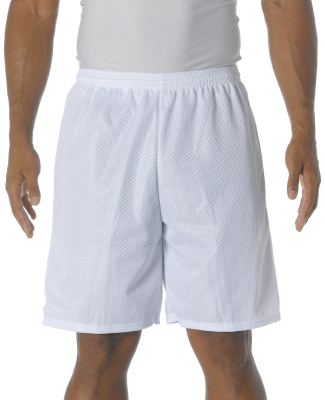 N5296 A4 Adult Lined Tricot Mesh Shorts WHITE