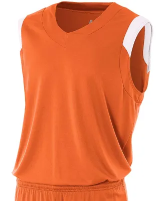 NB2340 A4 Youth Moisture Management V-neck Muscle ORANGE/ WHITE