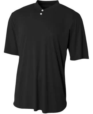 NB3143 A4 Youth Tek 2-Button Henley BLACK