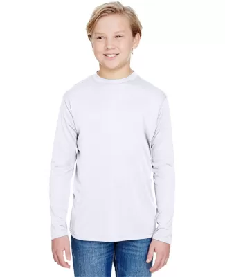 NB3165 A4 Youth Cooling Performance Long Sleeve Cr in White