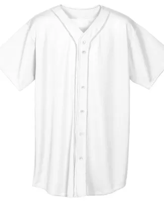 NB4184 A4 Youth Short Sleeve Full Button Baseball  WHITE
