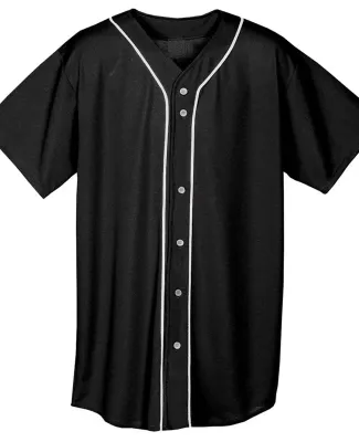 NB4184 A4 Youth Short Sleeve Full Button Baseball  BLACK