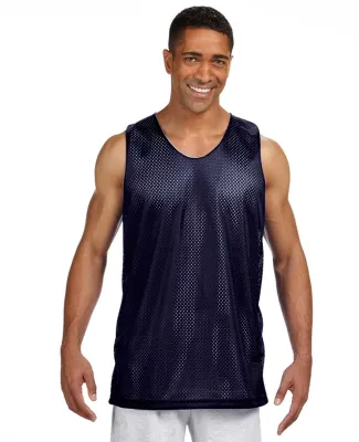NF1270 A4 Adult Reversible Mesh Tank in Navy/ white