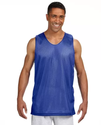 NF1270 A4 Adult Reversible Mesh Tank in Royal/ white