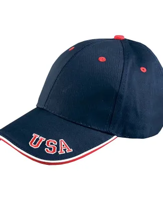 NT102 Adams Cotton Twill National Cap in Navy/ red/ white