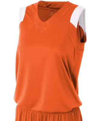 NW2340 A4 Moisture Management V-neck Muscle ORANGE/ WHITE