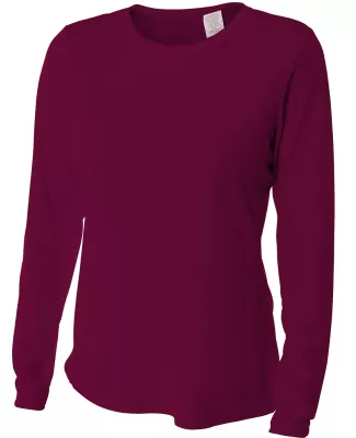 NW3002 A4 Women's Long Sleeve Cooling Performance  in Maroon