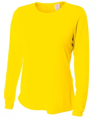NW3002 A4 Women's Long Sleeve Cooling Performance  in Safety yellow