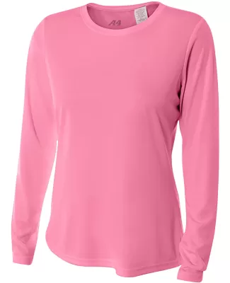 NW3002 A4 Women's Long Sleeve Cooling Performance  in Pink