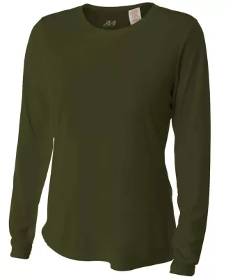 NW3002 A4 Women's Long Sleeve Cooling Performance  in Military green