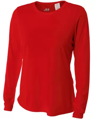 NW3002 A4 Women's Long Sleeve Cooling Performance  in Scarlet