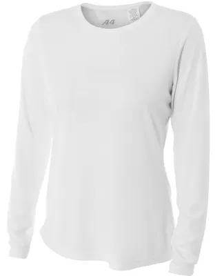 NW3002 A4 Women's Long Sleeve Cooling Performance  in White