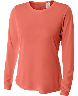 NW3002 A4 Women's Long Sleeve Cooling Performance  in Coral