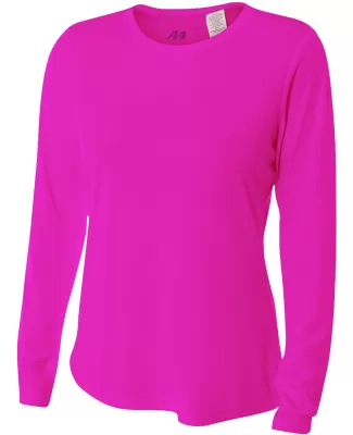 NW3002 A4 Women's Long Sleeve Cooling Performance  in Fuchsia