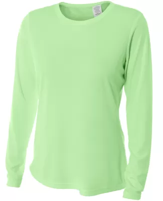NW3002 A4 Women's Long Sleeve Cooling Performance  in Light lime