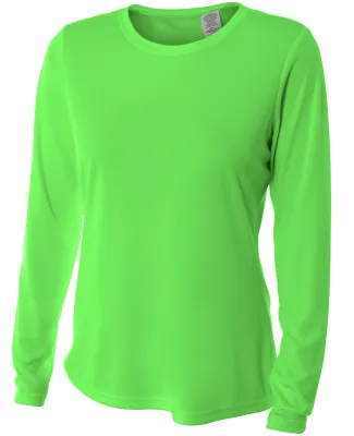 NW3002 A4 Women's Long Sleeve Cooling Performance  in Safety green