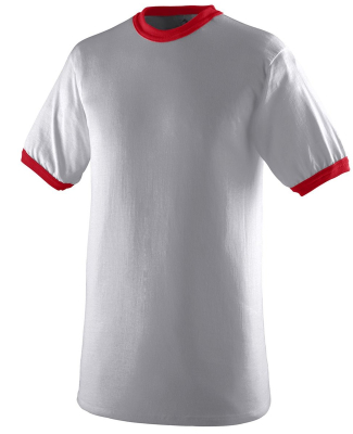 710 Augusta Sportswear Ringer T-Shirt in Ath hthr/ red