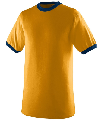 710 Augusta Sportswear Ringer T-Shirt in Gold/ navy