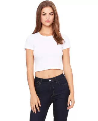 BELLA 6681 Womens Poly-Cotton Crop Top in White