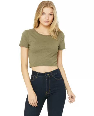 BELLA 6681 Womens Poly-Cotton Crop Top in Heather olive