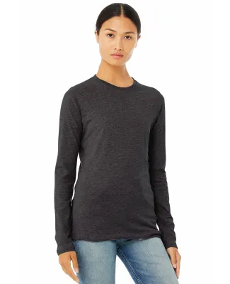 BELLA 6500 Womens Long Sleeve T-shirt in Dark gry heather