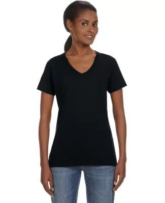 88VL Anvil - Missy Fit Ringspun V-Neck T-Shirt BLACK