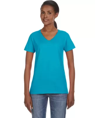88VL Anvil - Missy Fit Ringspun V-Neck T-Shirt CARIBBEAN BLUE