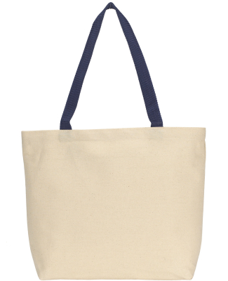 220 Gemline Colored Handle Tote in Natural/ navy