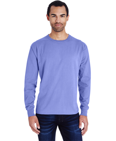 Comfort Wash GDH200 Garment Dyed Long Sleeve T-Shirt Deep Forte Blue front view