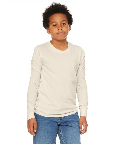 BELLA+CANVAS 3501Y Youth Long-Sleeve T-Shirt in Natural front view