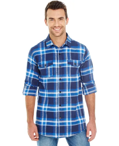 Burnside B8210 Yarn-Dyed Long Sleeve Flannel in Blue/ white front view