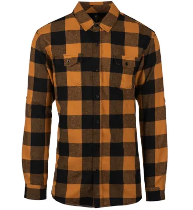 Burnside B8210 Yarn-Dyed Long Sleeve Flannel in Tobacco/ black front view