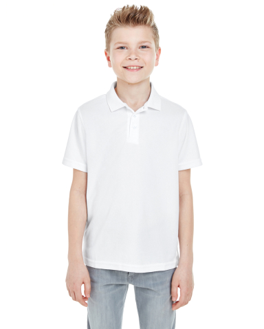 8210Y UltraClub® Youth Cool & Dry Mesh Piqué Pol WHITE front view