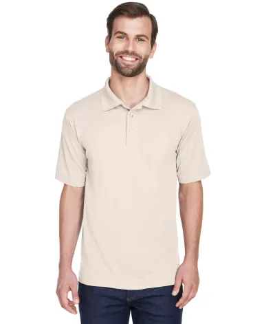 8210 UltraClub® Men's Cool & Dry Mesh Piqué Polo STONE front view