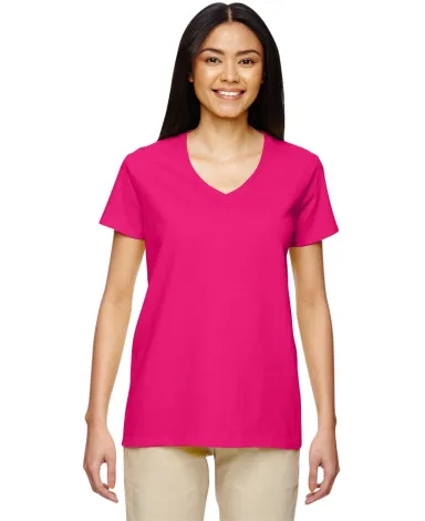 5V00L Gildan Heavy Cotton™ Ladies' V-Neck T-Shir in Heliconia front view