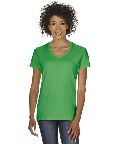 5V00L Gildan Heavy Cotton™ Ladies' V-Neck T-Shir in Irish green front view