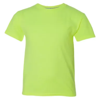 H420Y Hanes Youth X-Temp® Performance T-Shirt NEON LEMON HTHR front view