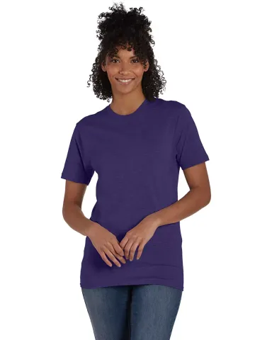 4980 Hanes 4.5 ounce Ring-Spun T-shirt in Grape smash hthr front view